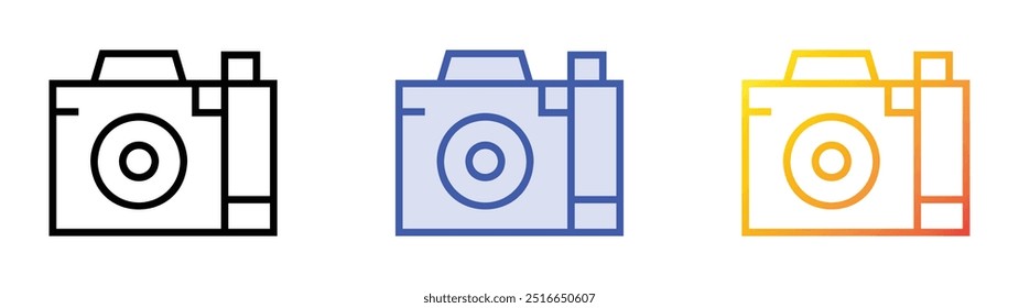 photography icon. Linear, Blue Fill and Gradient Style Design Isolated On White Background