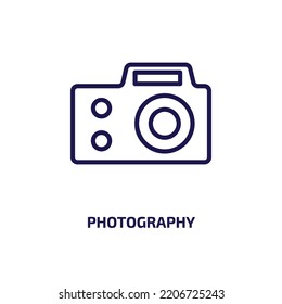 photography icon from outdoor activities collection. Thin linear photography, camera, film outline icon isolated on white background. Line vector photography sign, symbol for web and mobile