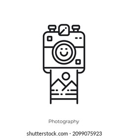 Photography icon. Outline style icon design isolated on white background