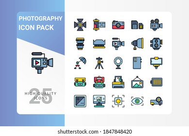 Paquete de iconos de fotografía para el diseño del sitio web, logotipo, aplicación, interfaz de usuario. Ilustración gráfica vectorial y trazo editable. EPS 10.