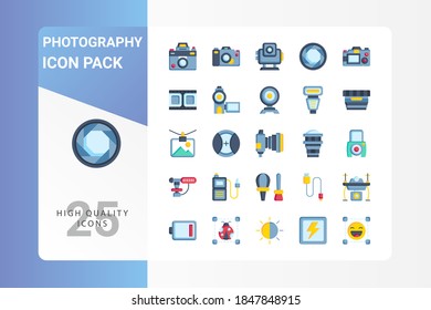 Photography icon pack for your web site design, logo, app, UI. Vector graphics illustration and editable stroke. EPS 10.