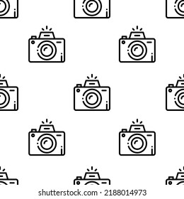 photography icon pattern. Seamless photography pattern on white background.