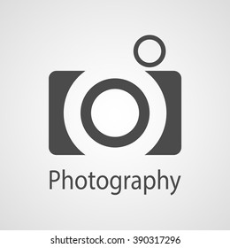 Photography icon with photo camera on white. 