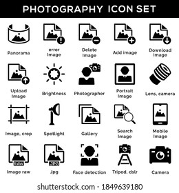 Juego de iconos de fotografía (versión negra)