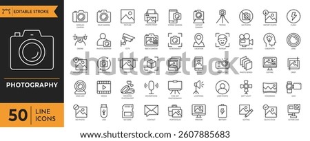 Photography icon set. camera and photo icons. Containing Camera, photographer, video, photo and more. Vector illustration