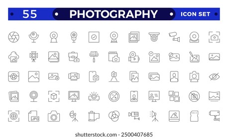 Photography icon set. Camera, photographer, video, photo and more. Photography studio. Camera icon set. Take photo and video camera icons collection.
