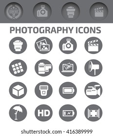 Photography icon set, clean vector
