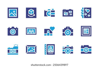 Photography icon set. Duotone color. Vector illustration. Containing photography, camera, image, like, photoalbum, art, painting, 3d, portrait.