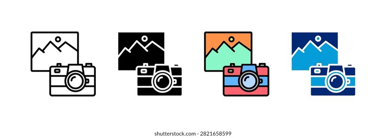 Photography Icon Set Multiple Style Vector Illustration