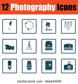 Photography icon set. Shadow reflection design. Vector illustration.