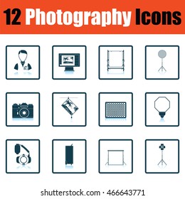 Photography icon set. Shadow reflection design. Vector illustration.