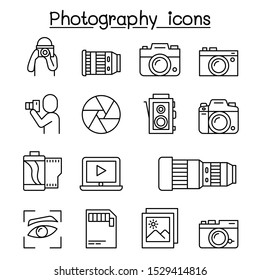 Photography Icon Set In Thin Line Style