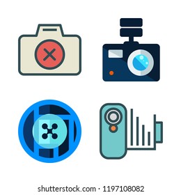 photography icon set. vector set about photo camera, drone and camcorder icons set.
