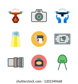 photography icon set. vector set about ink, focus, photo camera and drone icons set.