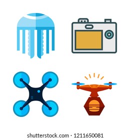 photography icon set. vector set about photo camera, jellyfish and drone icons set.