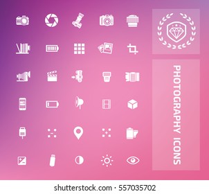 Photography icon set,clean vector