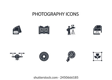 Photography icon set.vector.Editable stroke.linear style sign for use web design,logo.Symbol illustration.