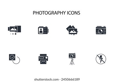 Photography icon set.vector.Editable stroke.linear style sign for use web design,logo.Symbol illustration.