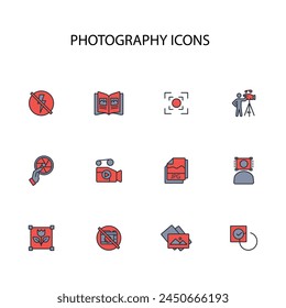 Photography icon set.vector.Editable stroke.linear style sign for use web design,logo.Symbol illustration.