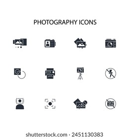 Photography icon set.vector.Editable stroke.linear style sign for use web design,logo.Symbol illustration.