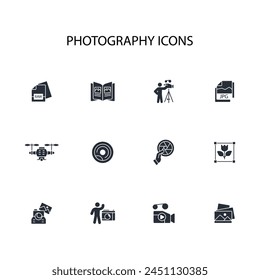 Photography icon set.vector.Editable stroke.linear style sign for use web design,logo.Symbol illustration.