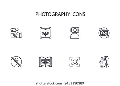 Photography icon set.vector.Editable stroke.linear style sign for use web design,logo.Symbol illustration.