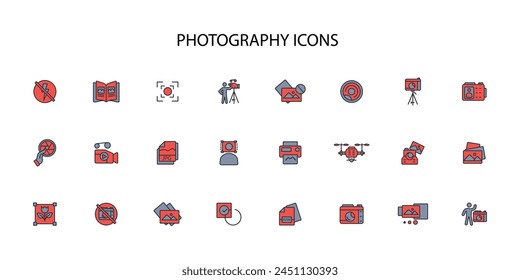 Photography icon set.vector.Editable stroke.linear style sign for use web design,logo.Symbol illustration.