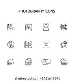 Photography icon set.vector.Editable stroke.linear style sign for use web design,logo.Symbol illustration.