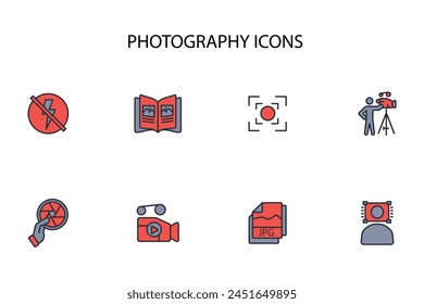 Photography icon set.vector.Editable stroke.linear style sign for use web design,logo.Symbol illustration.