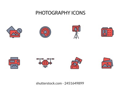 Photography icon set.vector.Editable stroke.linear style sign for use web design,logo.Symbol illustration.