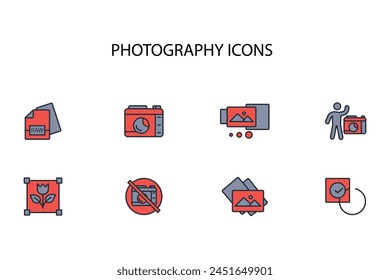 Photography icon set.vector.Editable stroke.linear style sign for use web design,logo.Symbol illustration.