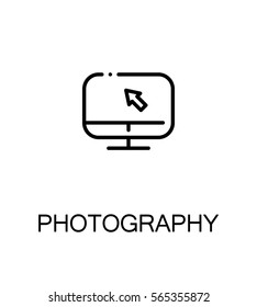 Photography icon. Single high quality outline symbol for web design or mobile app. Thin line sign for design logo. Black outline pictogram on white background
