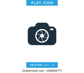 Photography Icon Vector Logo Design Template. Camera and Shutter Lens Objects.