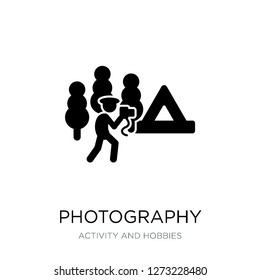 photography icon vector on white background, photography trendy filled icons from Activity and hobbies collection, photography simple element illustration