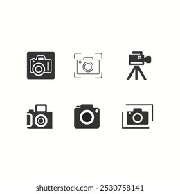 Photography Icon, Videography Icon, Camera icon, photography logo type, silhouette icon, vector camera