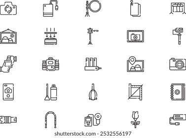 Photography icons collection is a vector illustration with editable stroke.