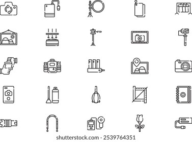 Photography icons collection is a vector illustration with editable stroke.