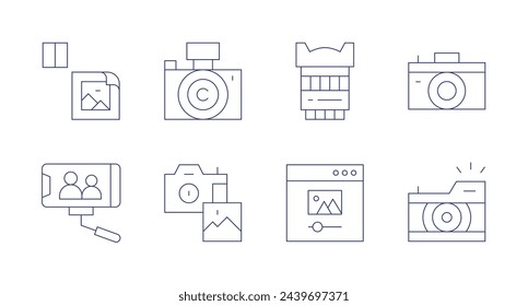 Photography icons. Editable stroke. Containing lens, blackandwhite, photoedit, photo, photography.