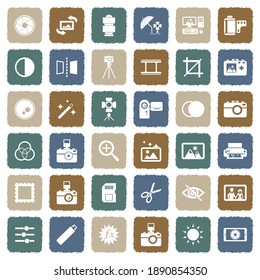 Photography Icons. Grunge Color Flat Design. Vector Illustration.