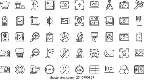 Photography icons High-Quality Vector Icons Collection with Editable Stroke. Ideal for Professional and Creative Projects.