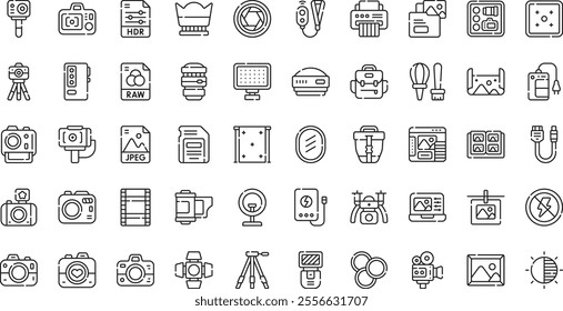 Photography icons High-Quality Vector Icons Collection with Editable Stroke. Ideal for Professional and Creative Projects.