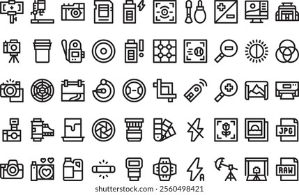 Photography icons High-Quality Vector Icons Collection with Editable Stroke. Ideal for Professional and Creative Projects.