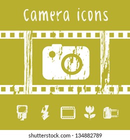 photography icons over green background. vector illustration