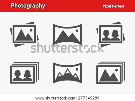 Photography Icons. Professional, pixel perfect icons optimized for both large and small resolutions. EPS 8 format. Designed at 32 x 32 pixels.