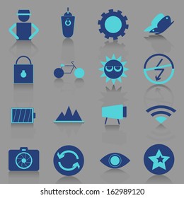 Photography icons with reflect shadow, stock vector