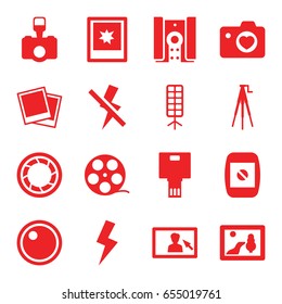 Photography icons set. set of 16 photography filled icons such as heart with camera, photo, camera, soft box, flash, no flash