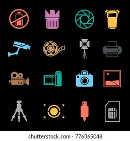 Photography icons set