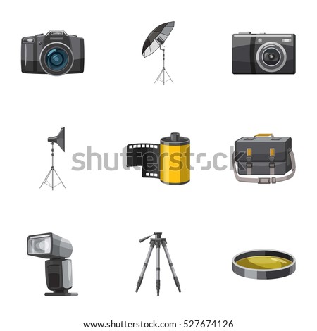 Photography icons set. Cartoon illustration of 9 photography vector icons for web