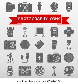 Photography Icons Set Vector Illustration