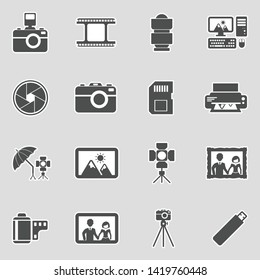 Photography Icons. Sticker Design. Vector Illustration.